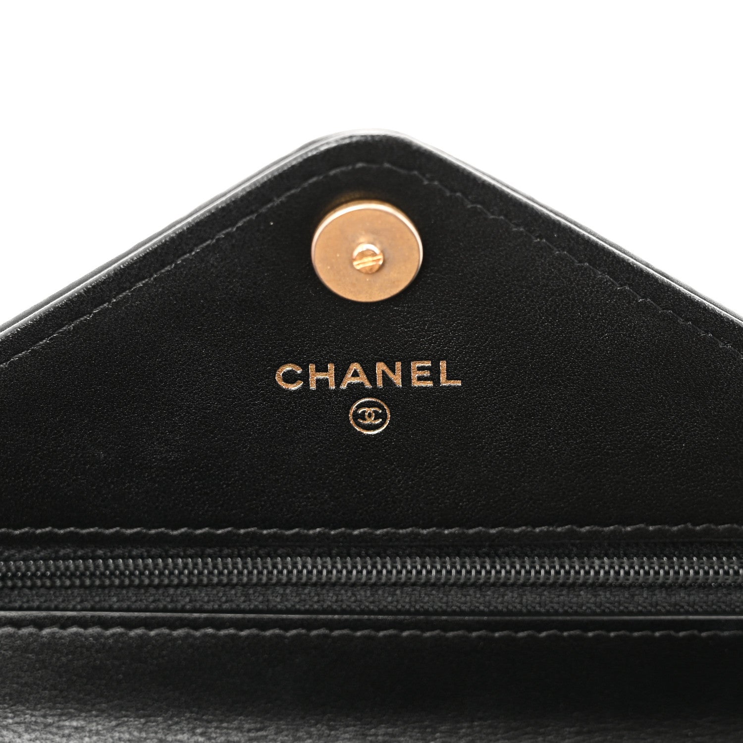 Calfskin Elaphe Double Chevron Mini Wallet On Chain WOC Black