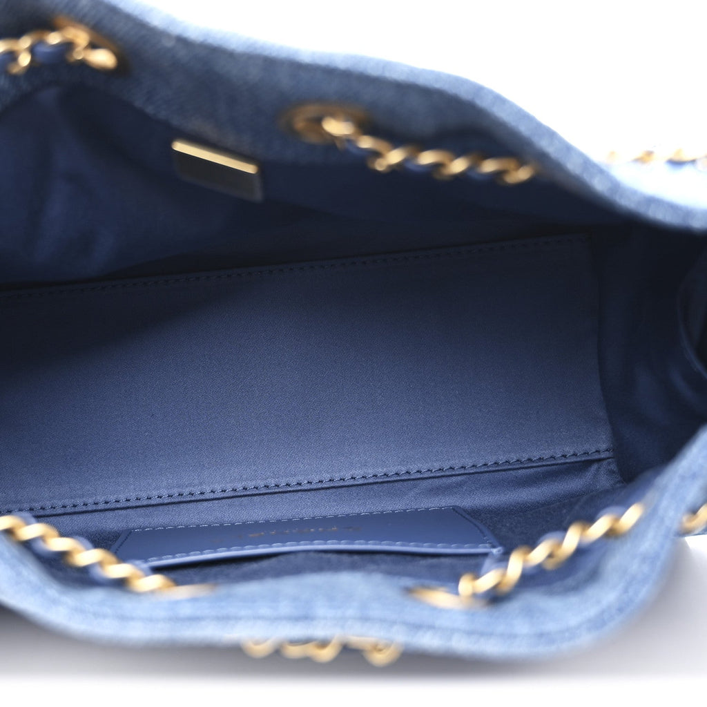 Washed Denim Quilted Mini Chanel 25 Handbag Blue