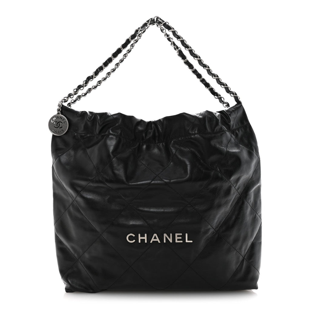 Shiny Calfskin Quilted Chanel 22 Black