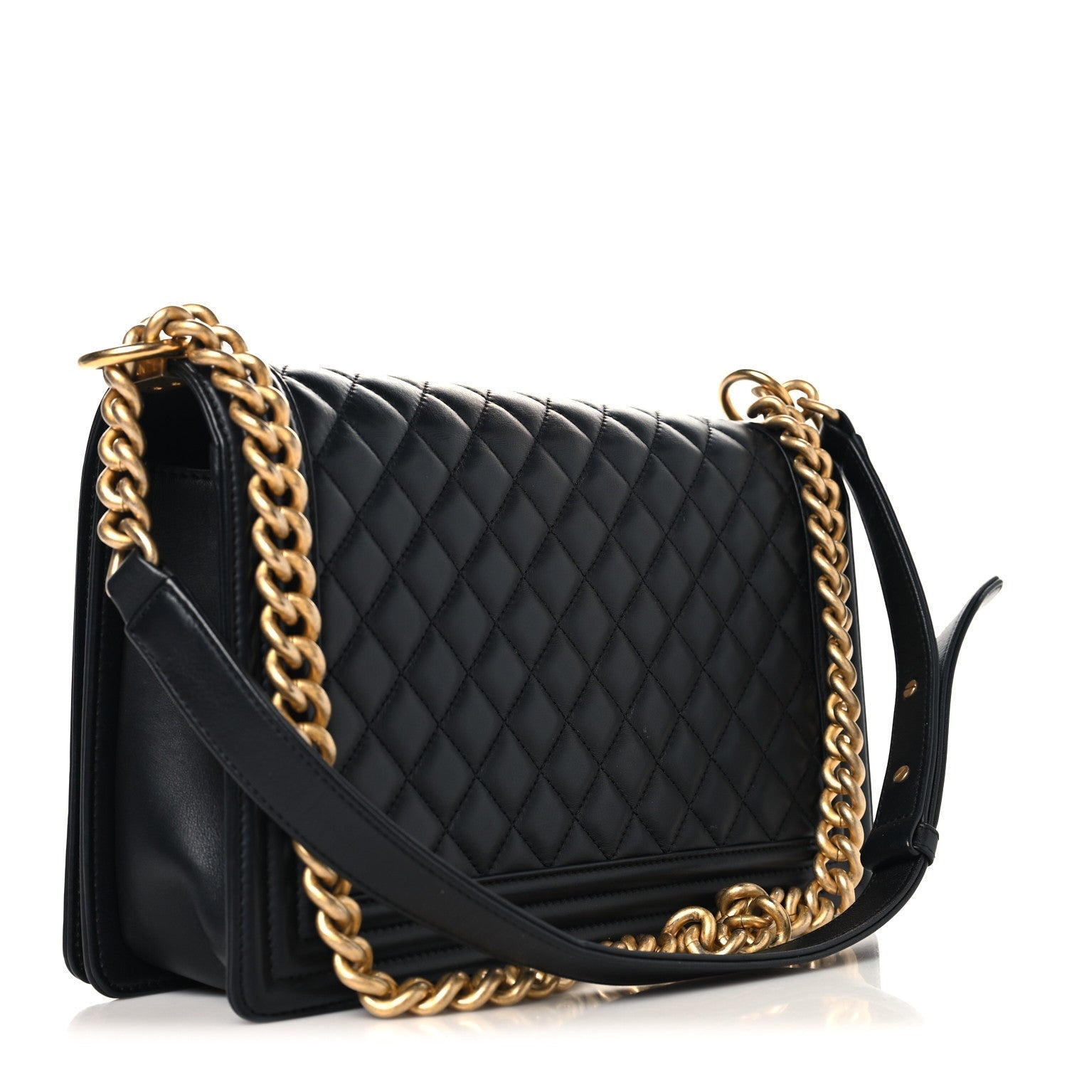 Lambskin Quilted New Medium Boy Flap Black