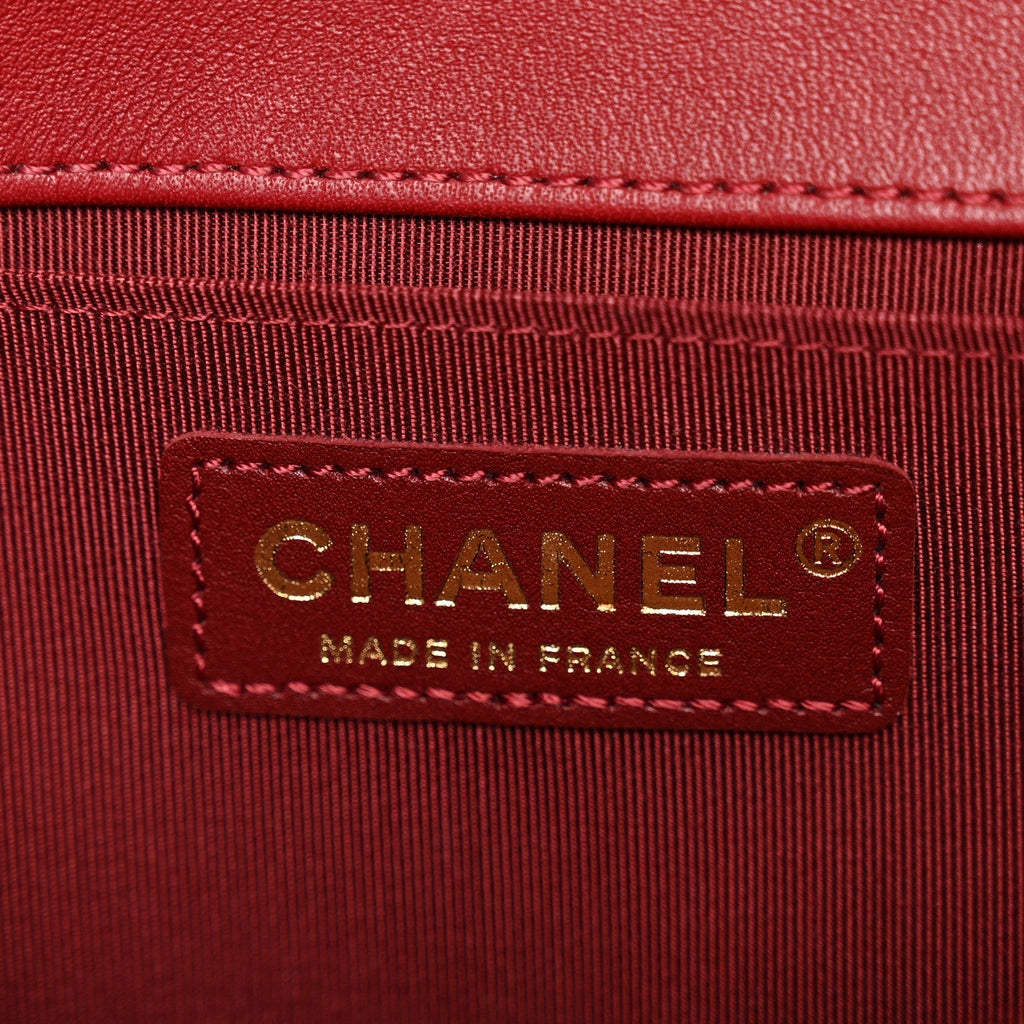 Lambskin Quilted Medium Boy Flap Red