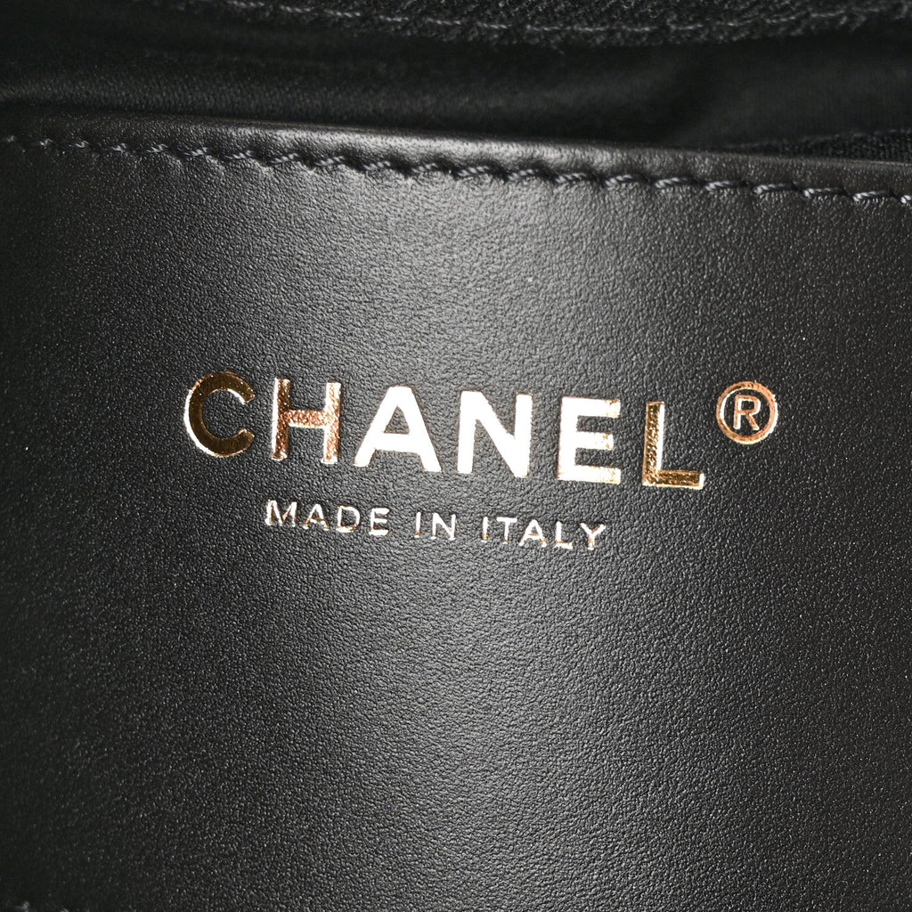 Washed Denim Quilted Mini Chanel 25 Handbag Black