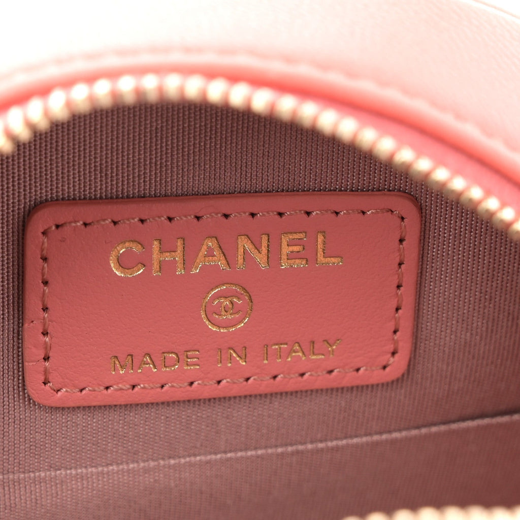 Lambskin Quilted Chanel 19 Round Clutch With Chain Pink