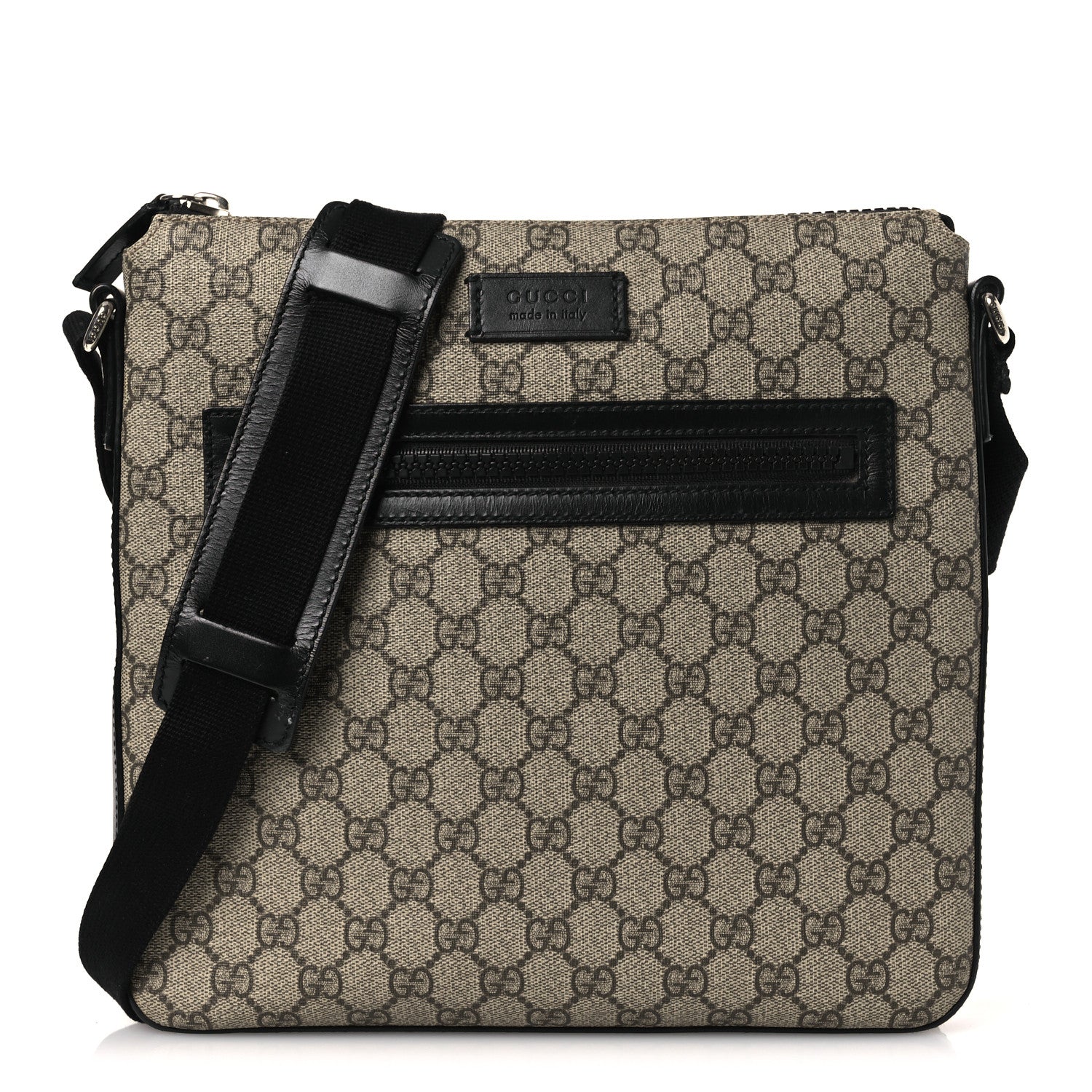 GG Supreme Monogram Flat Messenger Bag Black
