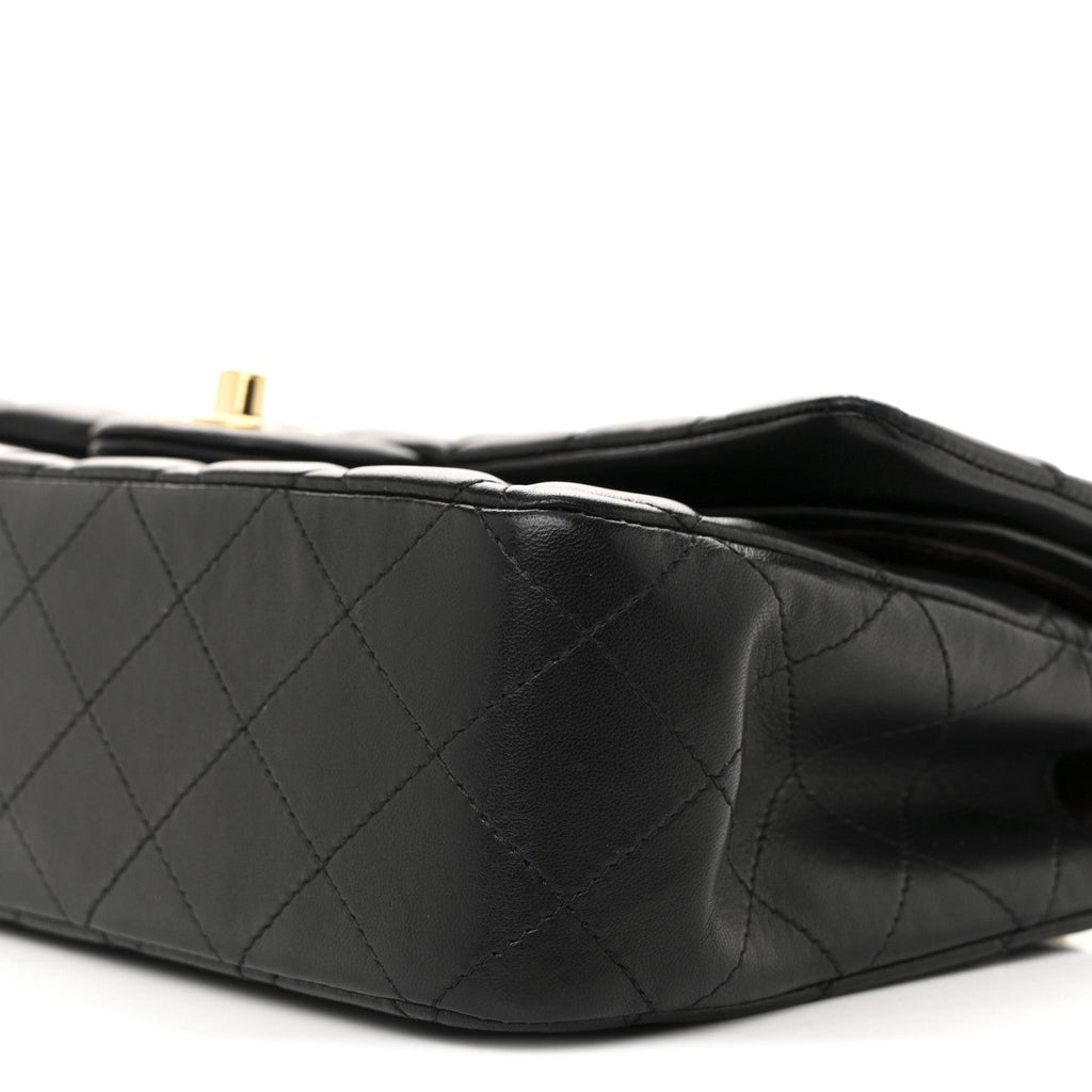 Lambskin Quilted Medium Double Flap Black