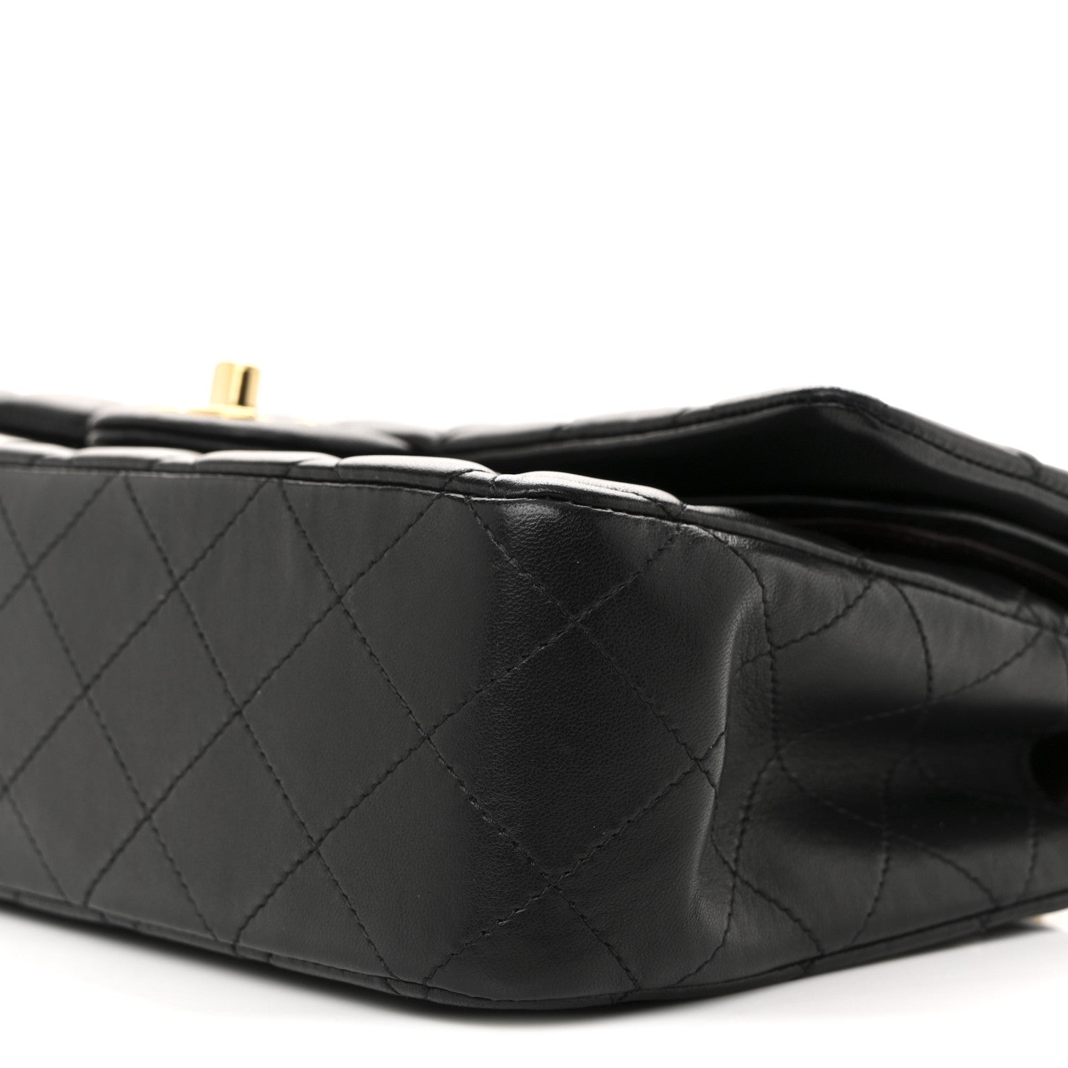 Lambskin Quilted Medium Double Flap Black