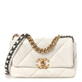 Goatskin Quilted Medium Chanel 19 Flap White