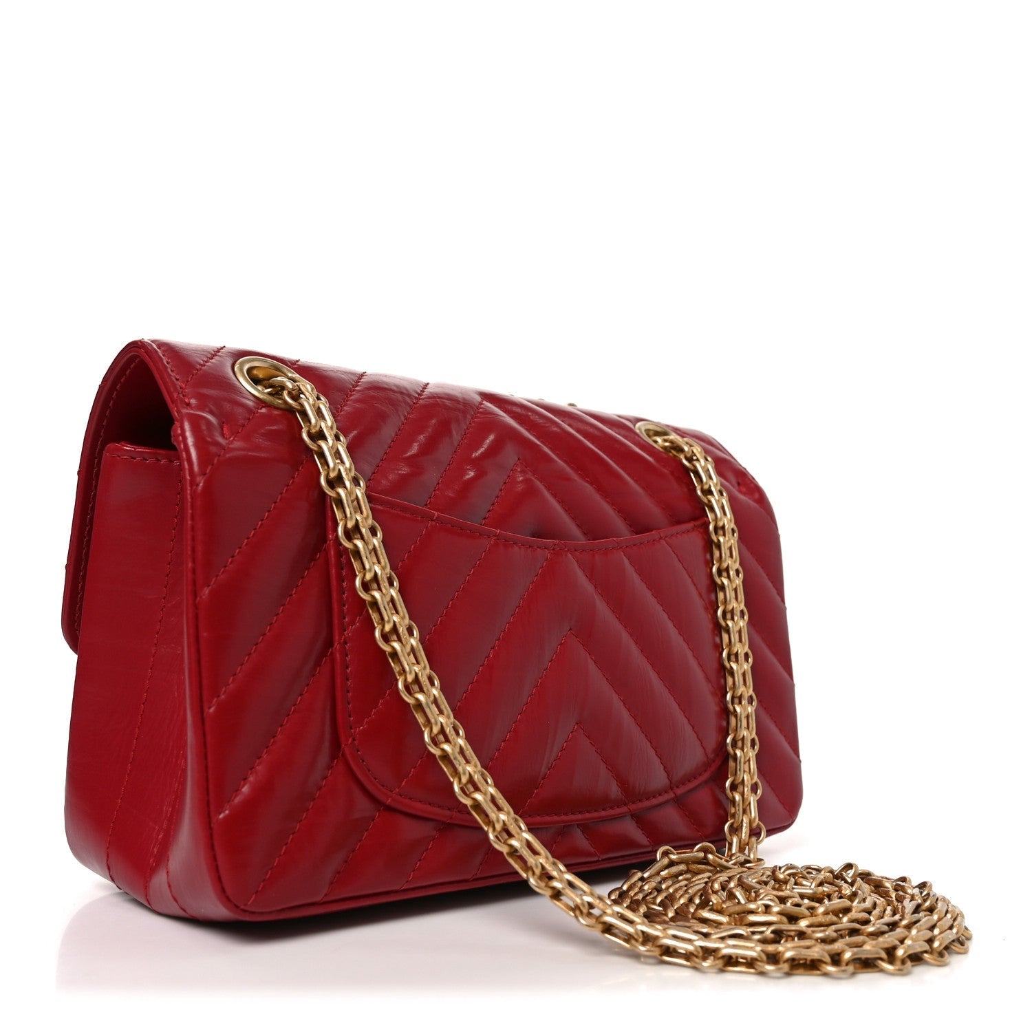 Aged Calfskin Chevron Quilted 2.55 Reissue Mini Flap Dark Red