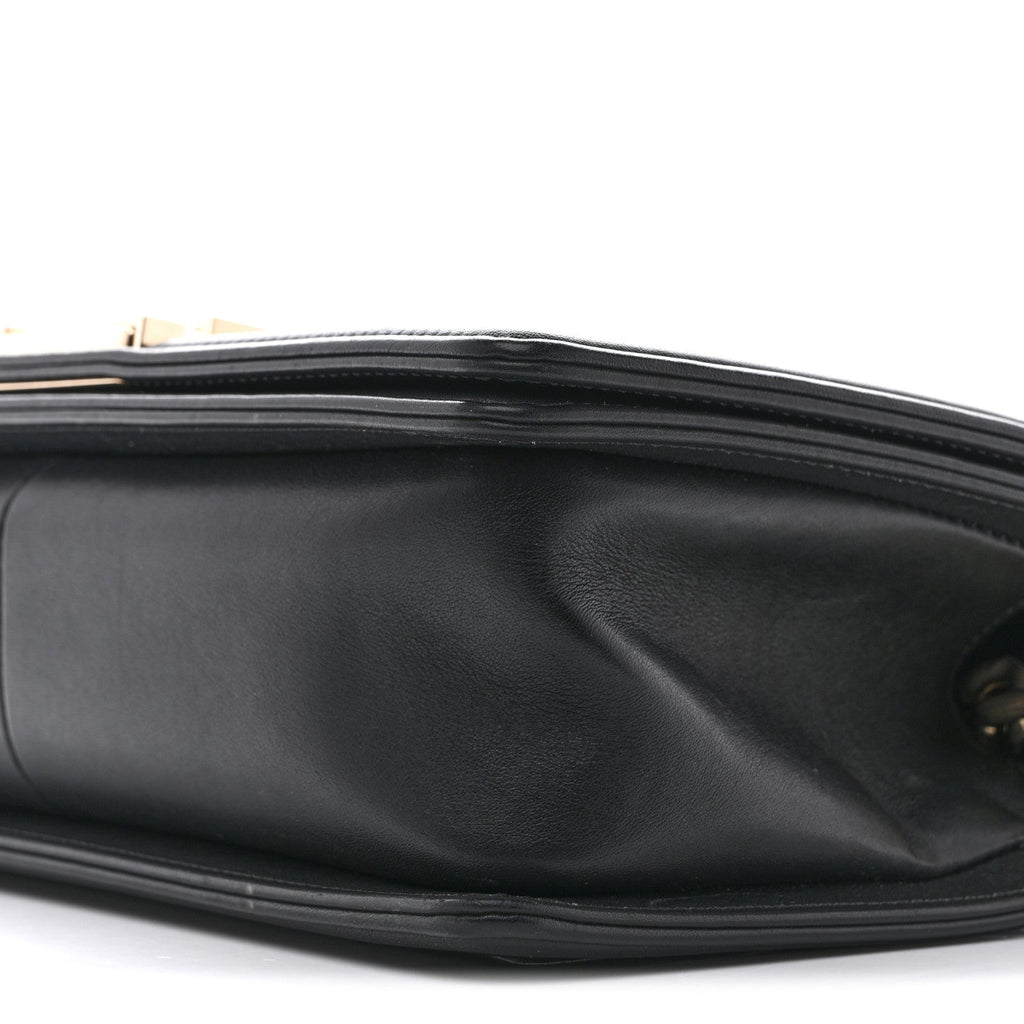 Calfskin Braided Medium Boy Flap Black