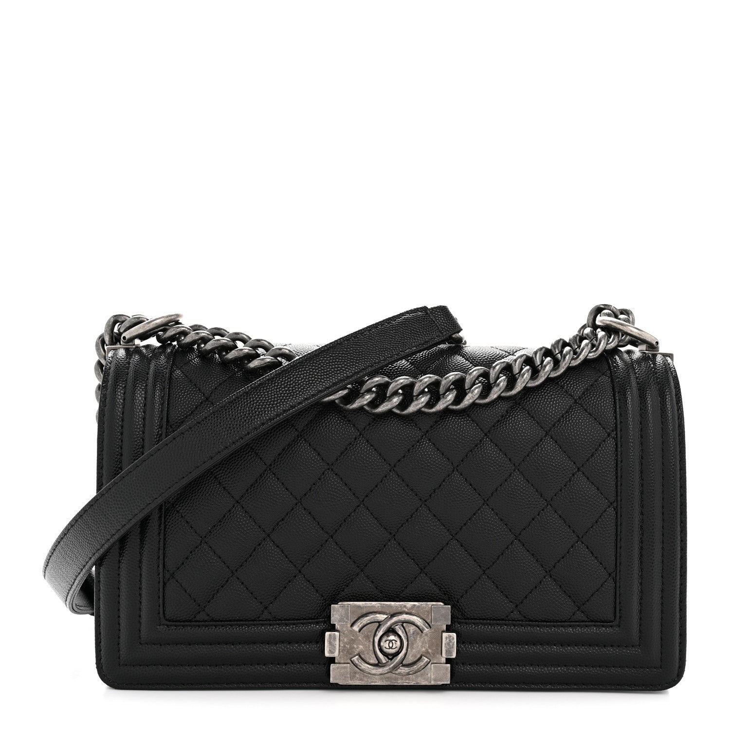 Caviar Quilted Medium Boy Flap Black