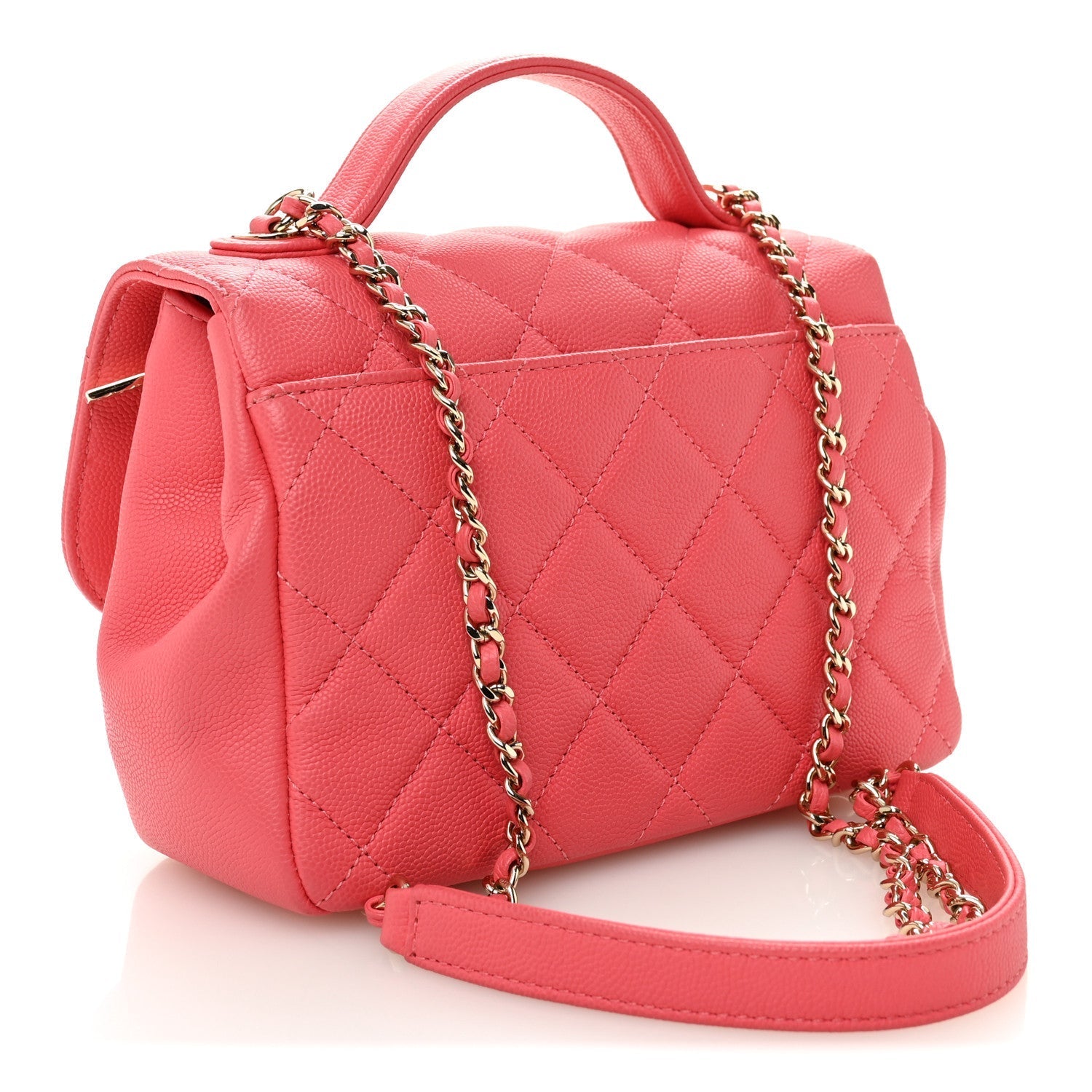 Caviar Quilted Small Business Affinity Flap Coral