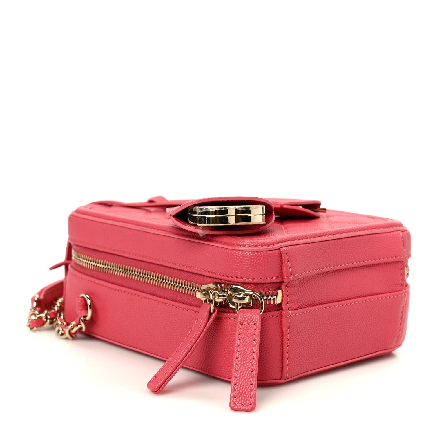 Caviar Quilted CC North South Filigree Vanity Case Pink