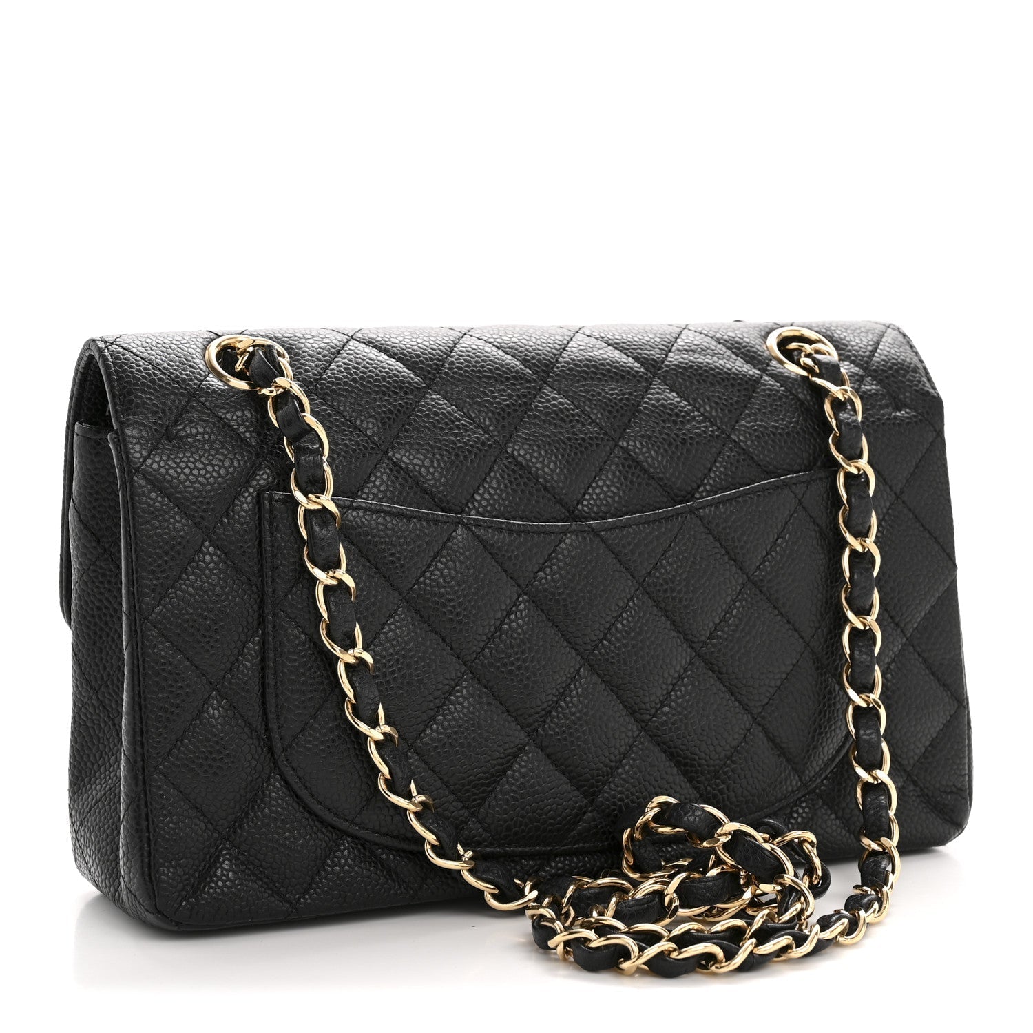 Caviar Quilted Small Double Flap Black