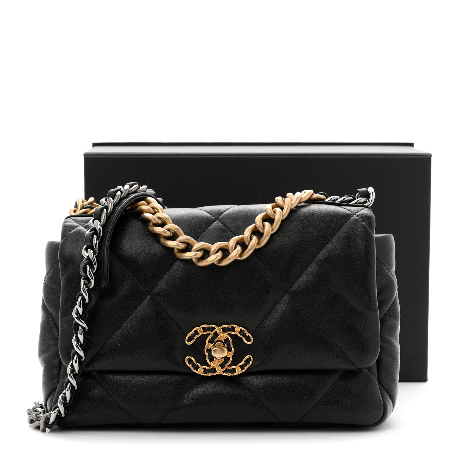 Lambskin Quilted Medium Chanel 19 Flap Black