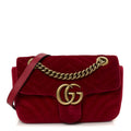 Velvet Matelasse Mini GG Marmont Shoulder Bag Hibiscus Red