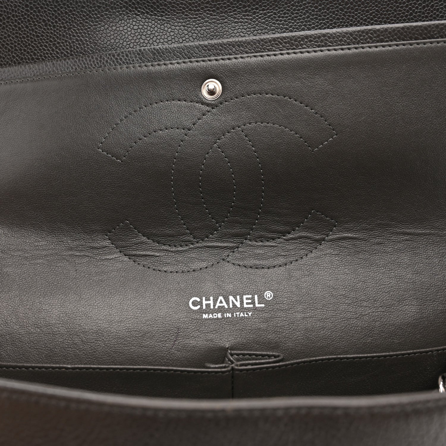 Caviar Quilted Jumbo Double Flap Grey