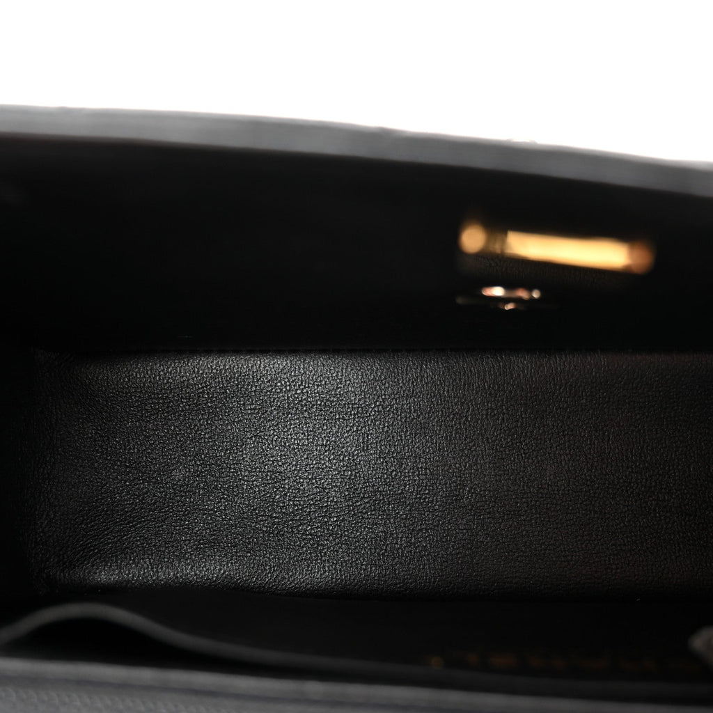 Lambskin Quilted Mini Rectangular Flap Black