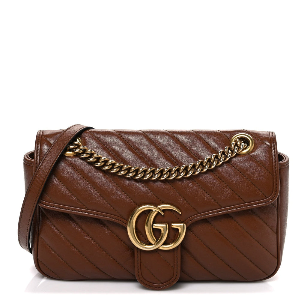Azalea Calfskin Matelasse Diagonal Small GG Marmont Shoulder Bag Cuir