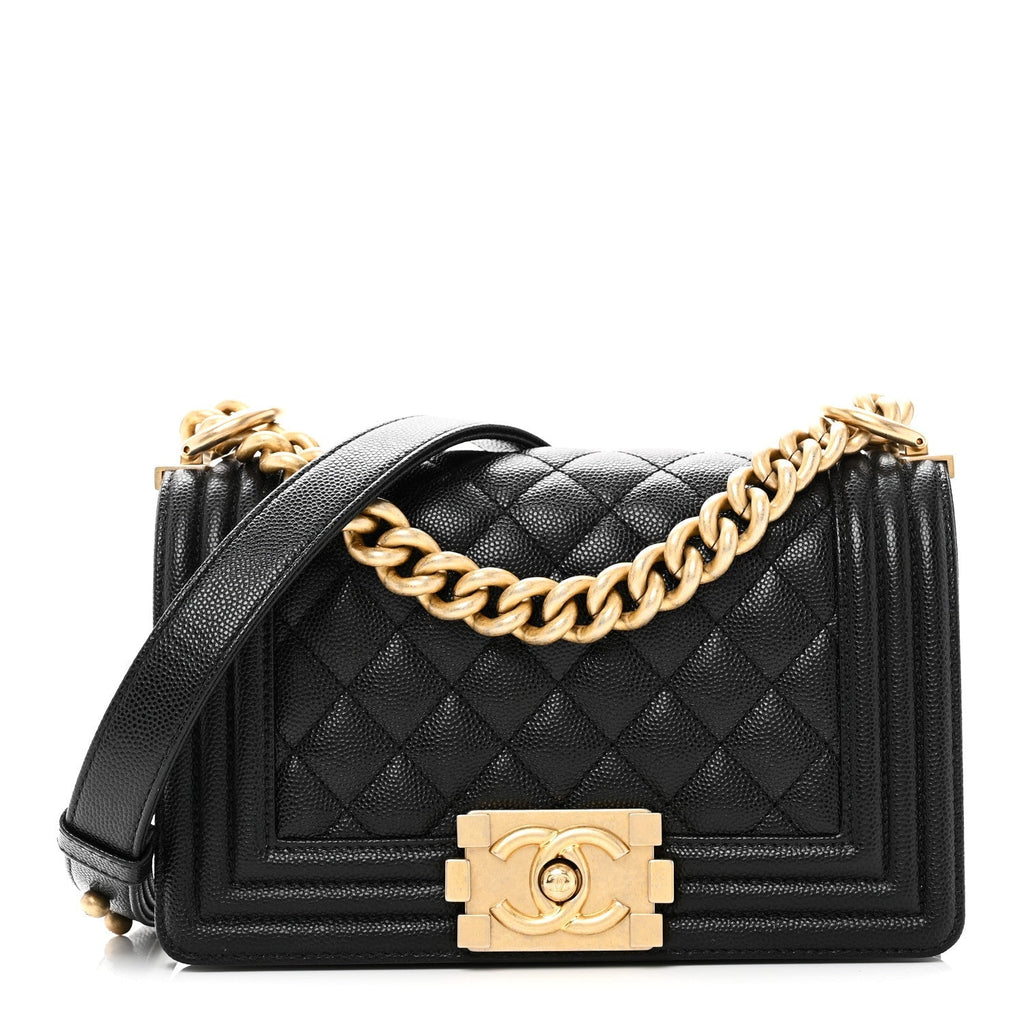 Caviar Quilted Small Boy Flap Black
