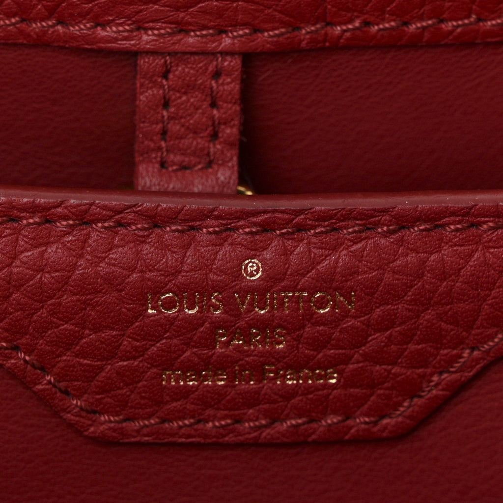 Calfskin Woven Capucines PM Black Red