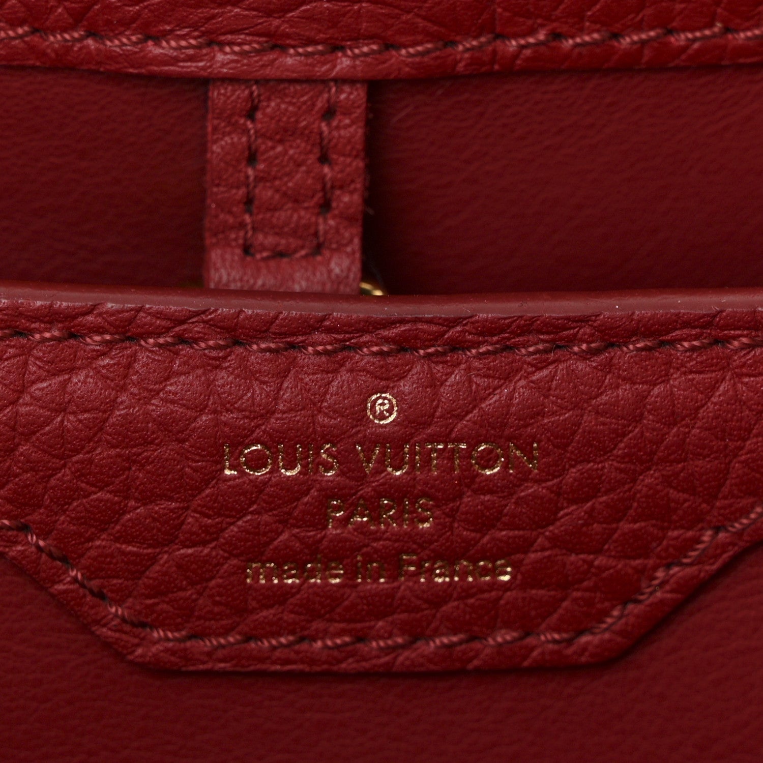 Calfskin Woven Capucines PM Black Red