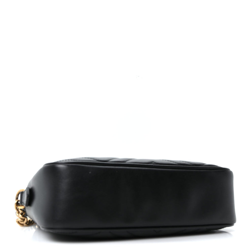 Calfskin Matelasse Small GG Marmont Chain Shoulder Bag Black