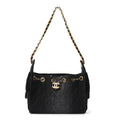 Washed Denim Quilted Mini Chanel 25 Handbag Black