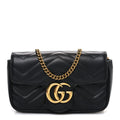 Calfskin Matelasse Super Mini GG Marmont Shoulder Bag Black
