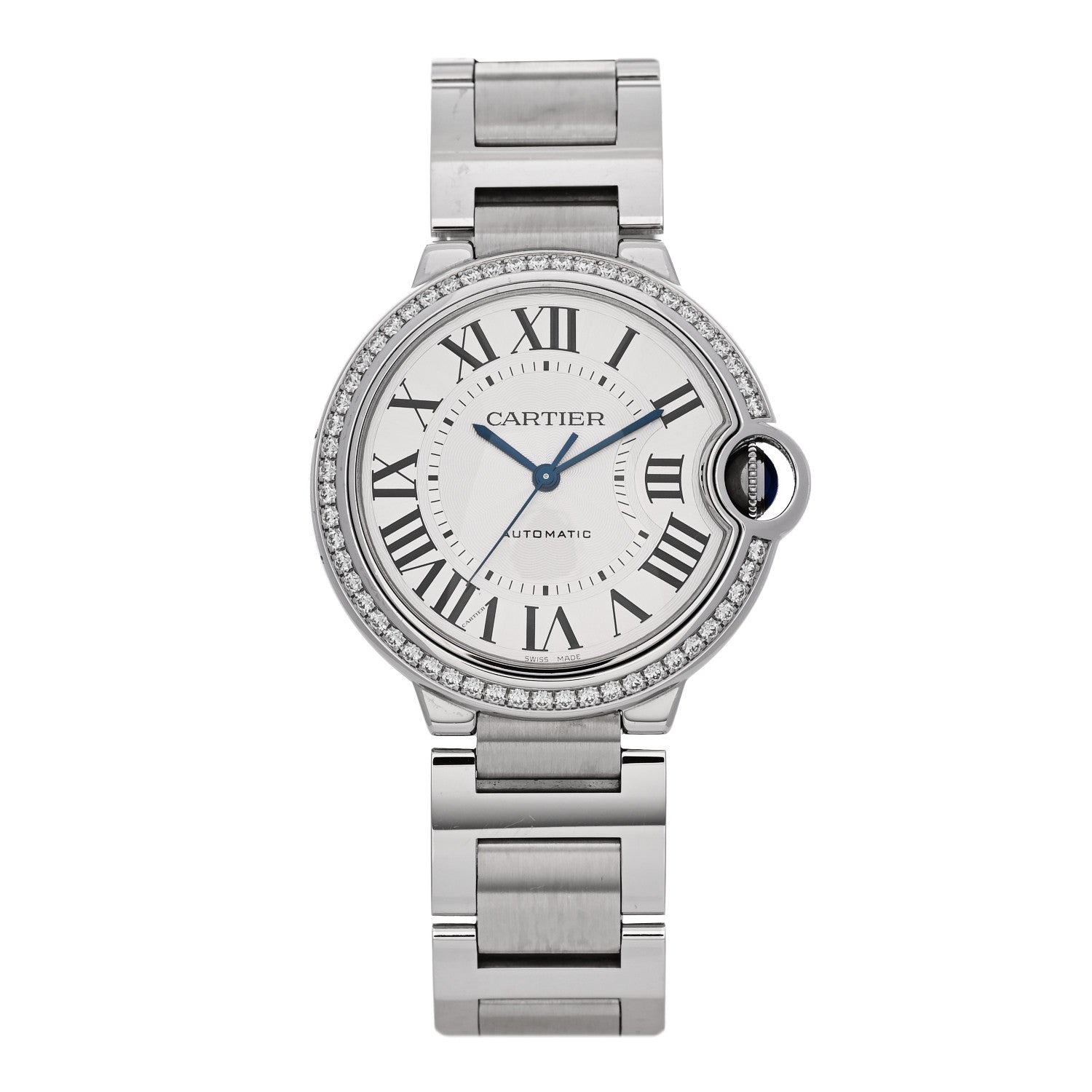 Stainless Steel Diamond Bezel 36mm Ballon Bleu De Cartier Automatic Watch