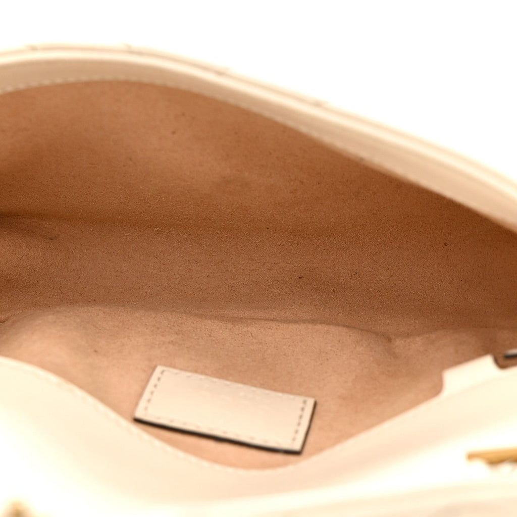 Calfskin Matelasse Super Mini GG Marmont Shoulder Bag White