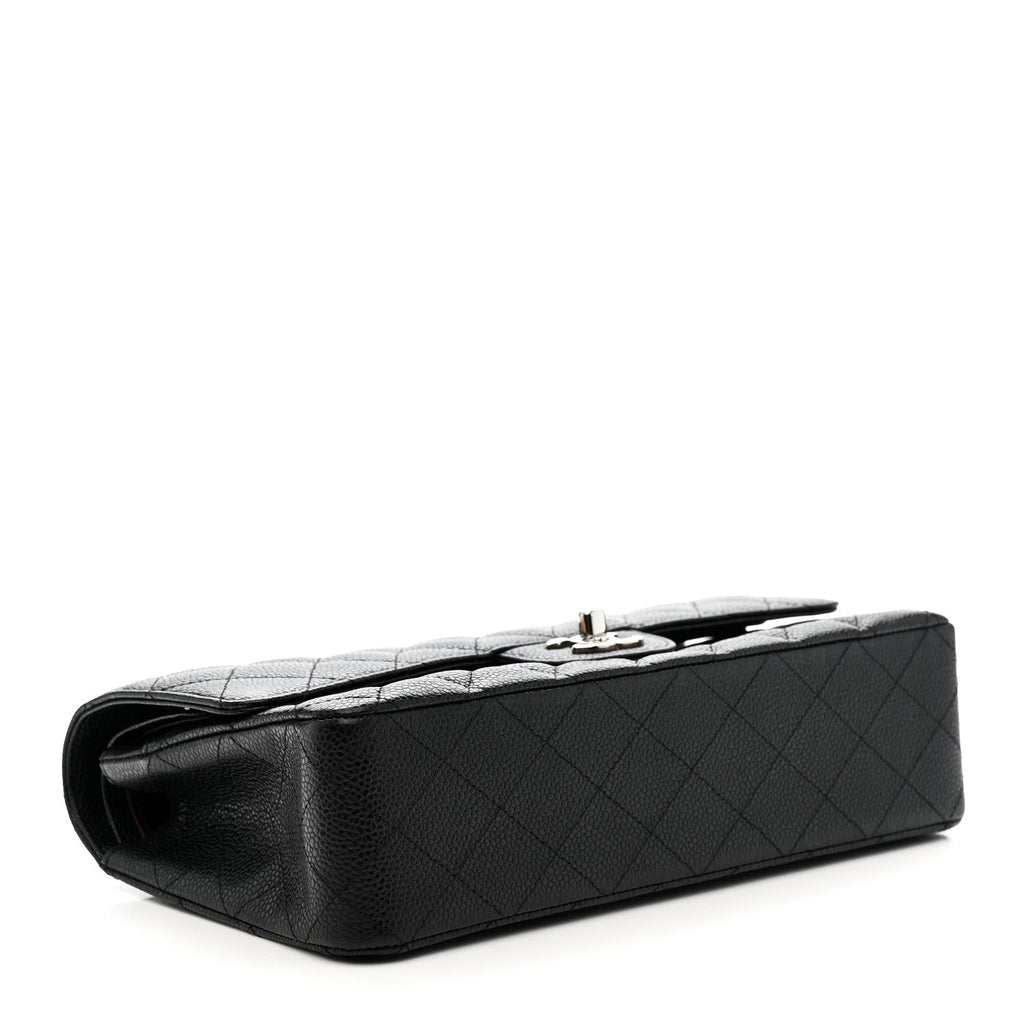 Caviar Quilted Medium Double Flap Black