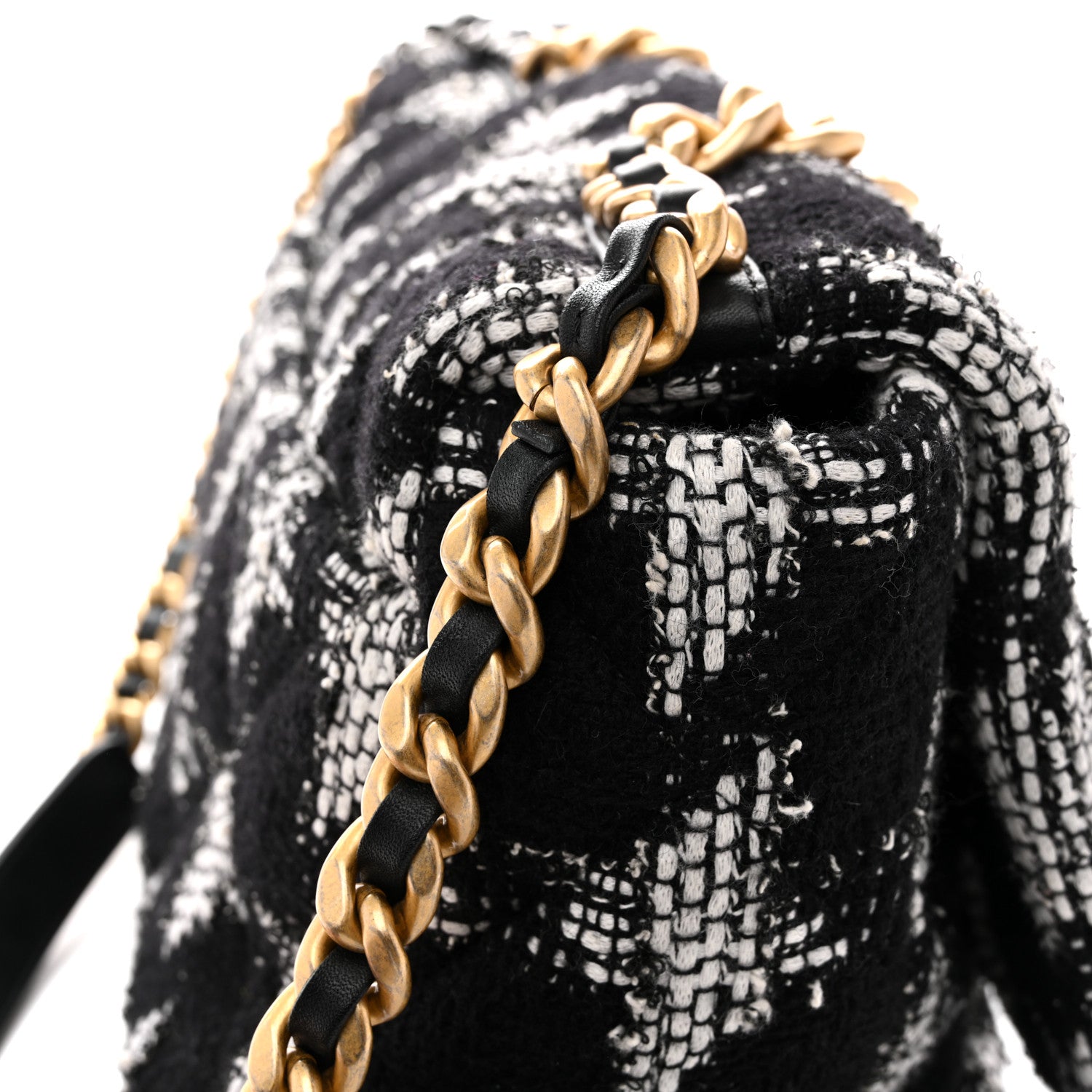 Tweed Quilted Maxi Chanel 19 Flap Black White