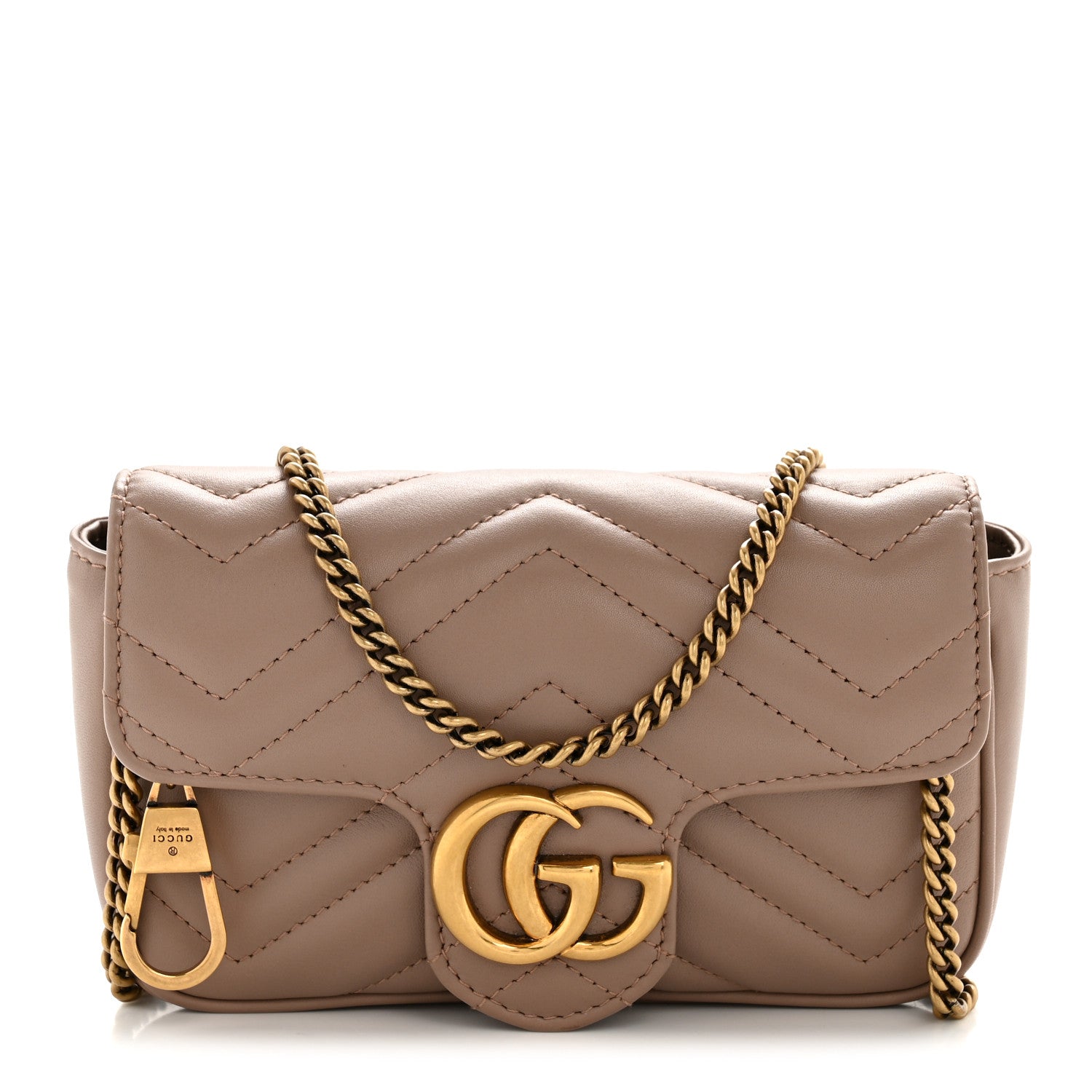 Calfskin Matelasse Super Mini GG Marmont Shoulder Bag Porcelain Rose