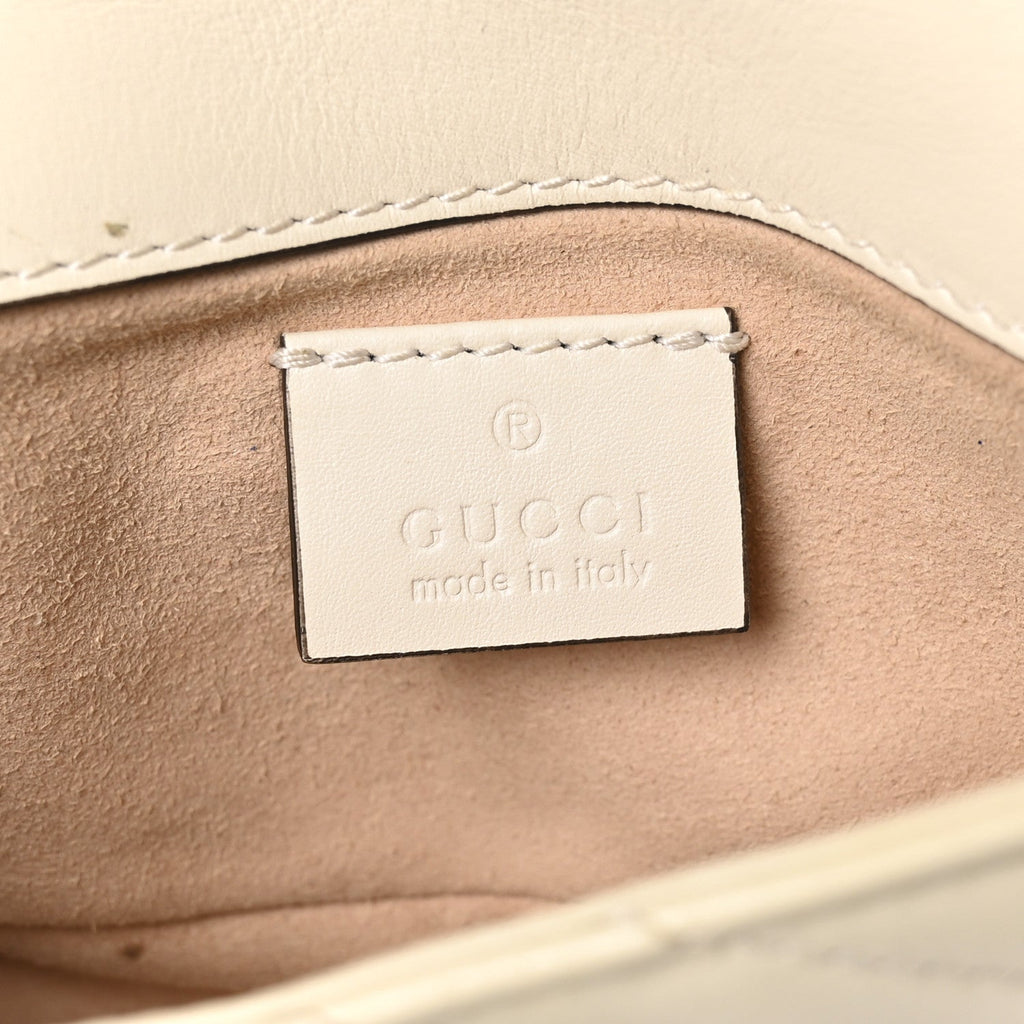 Calfskin Matelasse Super Mini GG Marmont Shoulder Bag White