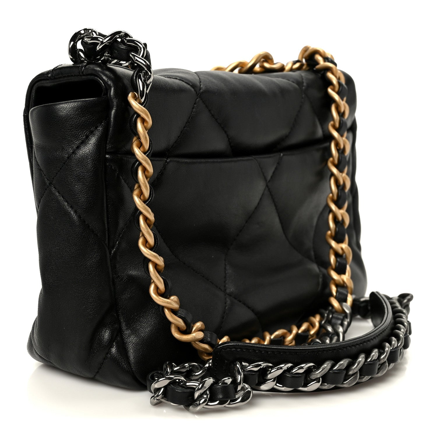 Lambskin Quilted Medium Chanel 19 Flap Black