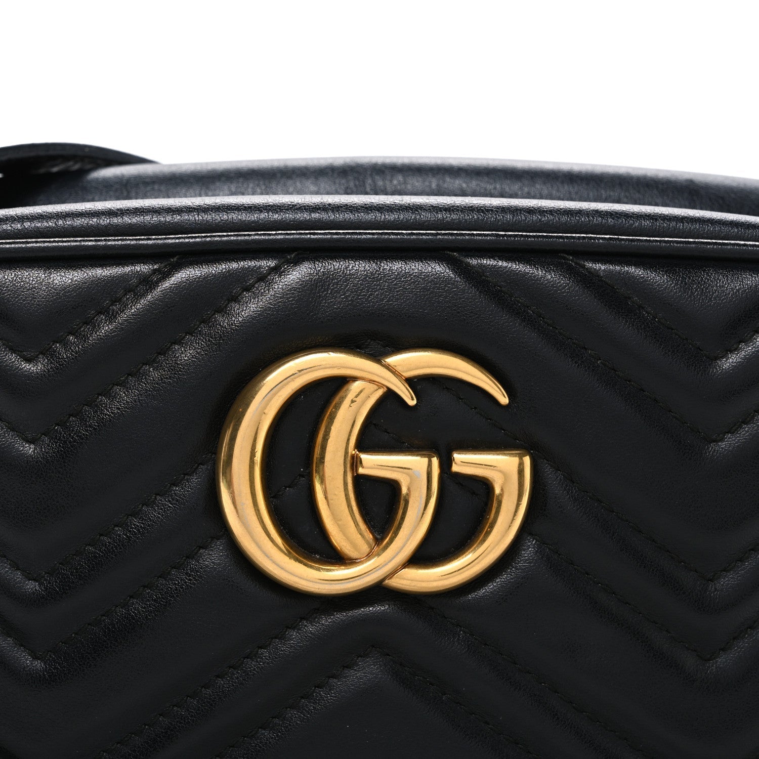Calfskin Matelasse Small GG Marmont Chain Shoulder Bag Black