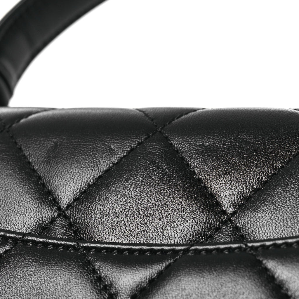 Lambskin Quilted Small Trendy CC Dual Handle Flap Bag Black
