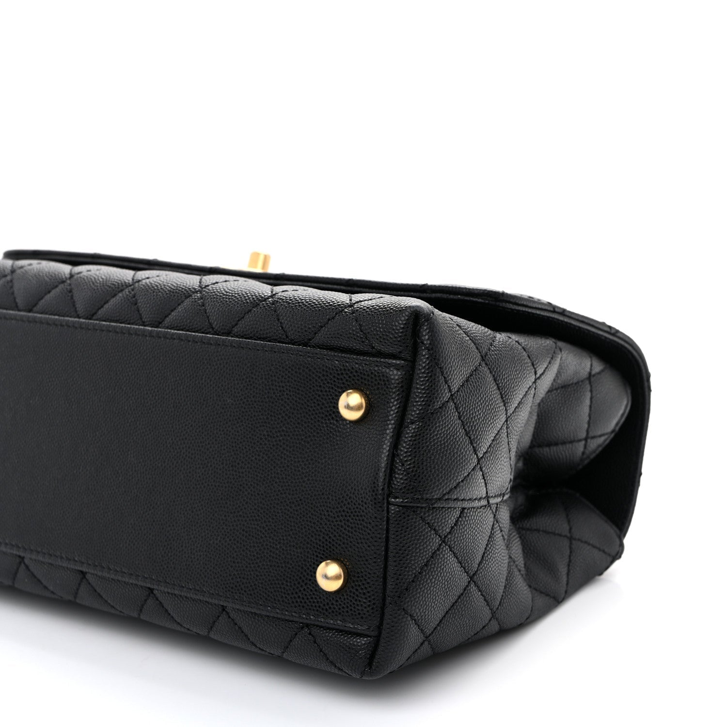 Caviar Quilted Small Coco Chain Handle Flap Black