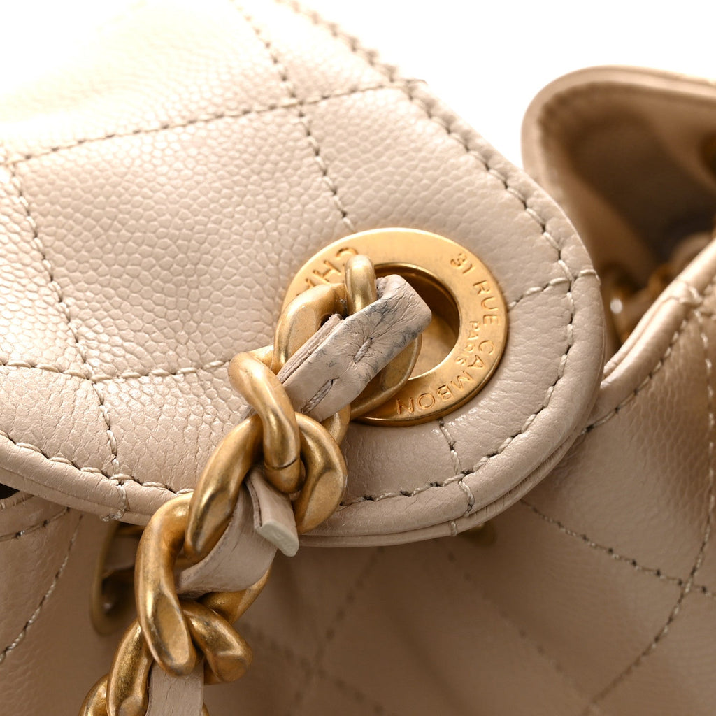 Caviar Quilted Small Chanel 25 Handbag Beige