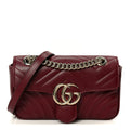 Calfskin Matelasse Small GG Marmont Shoulder Bag Rosso Ancora Red