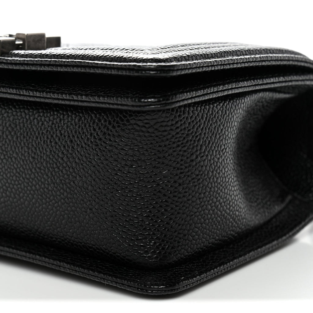Caviar Quilted Small Boy Flap Black