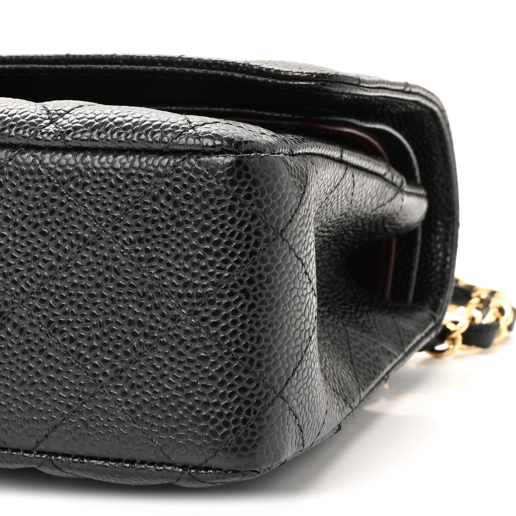 Caviar Quilted Medium Double Flap Black
