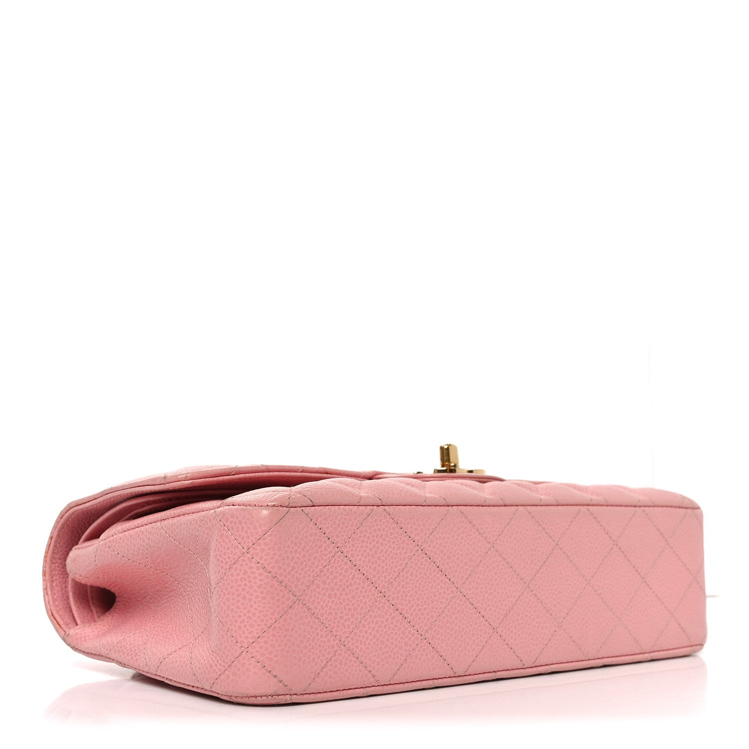 Caviar Quilted Medium Double Flap Pink