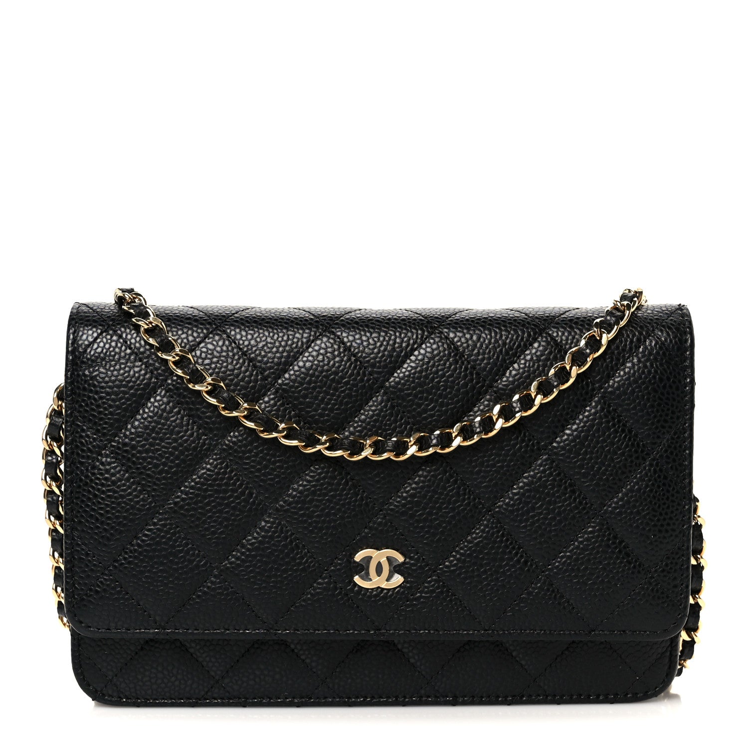 Caviar Quilted Wallet on Chain WOC Black