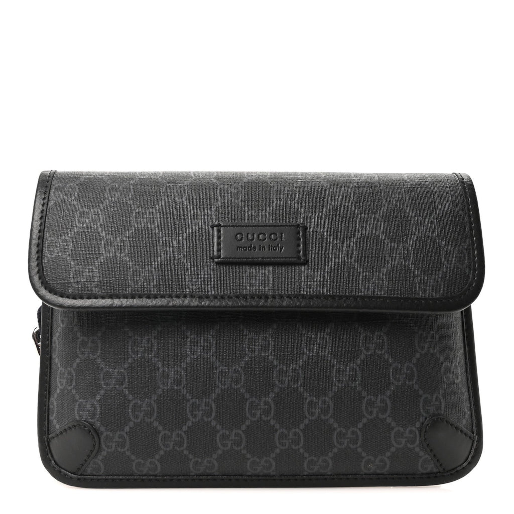 GG Supreme Monogram Web Slim Belt Bag Black Grey
