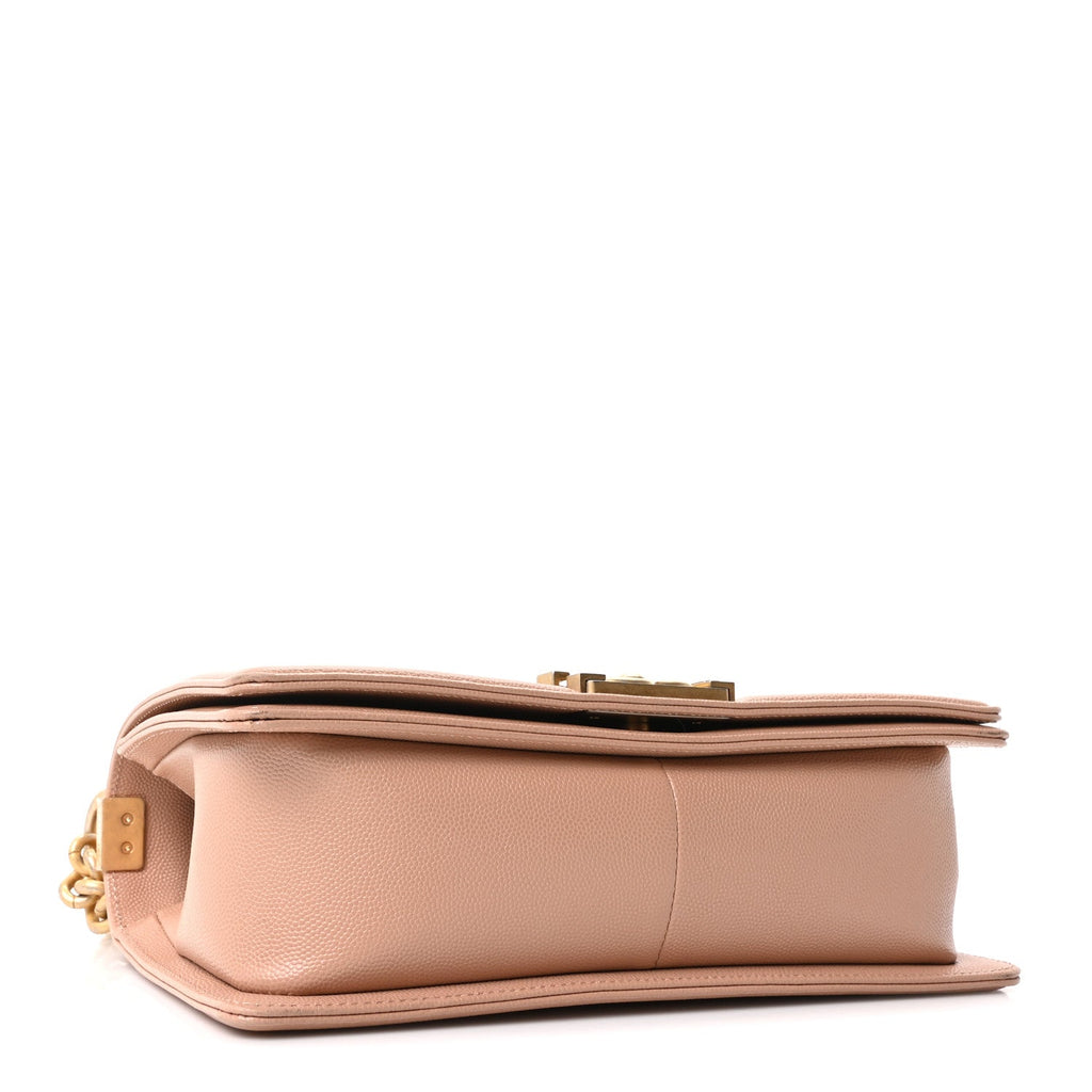 Caviar Quilted Medium Boy Flap Beige