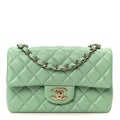 Lambskin Quilted Mini Rectangular Flap Green