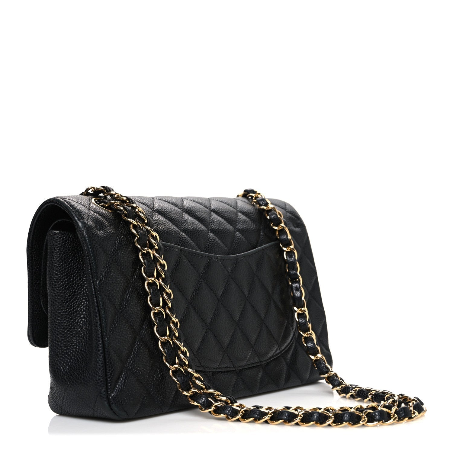 Caviar Quilted Medium Double Flap Black