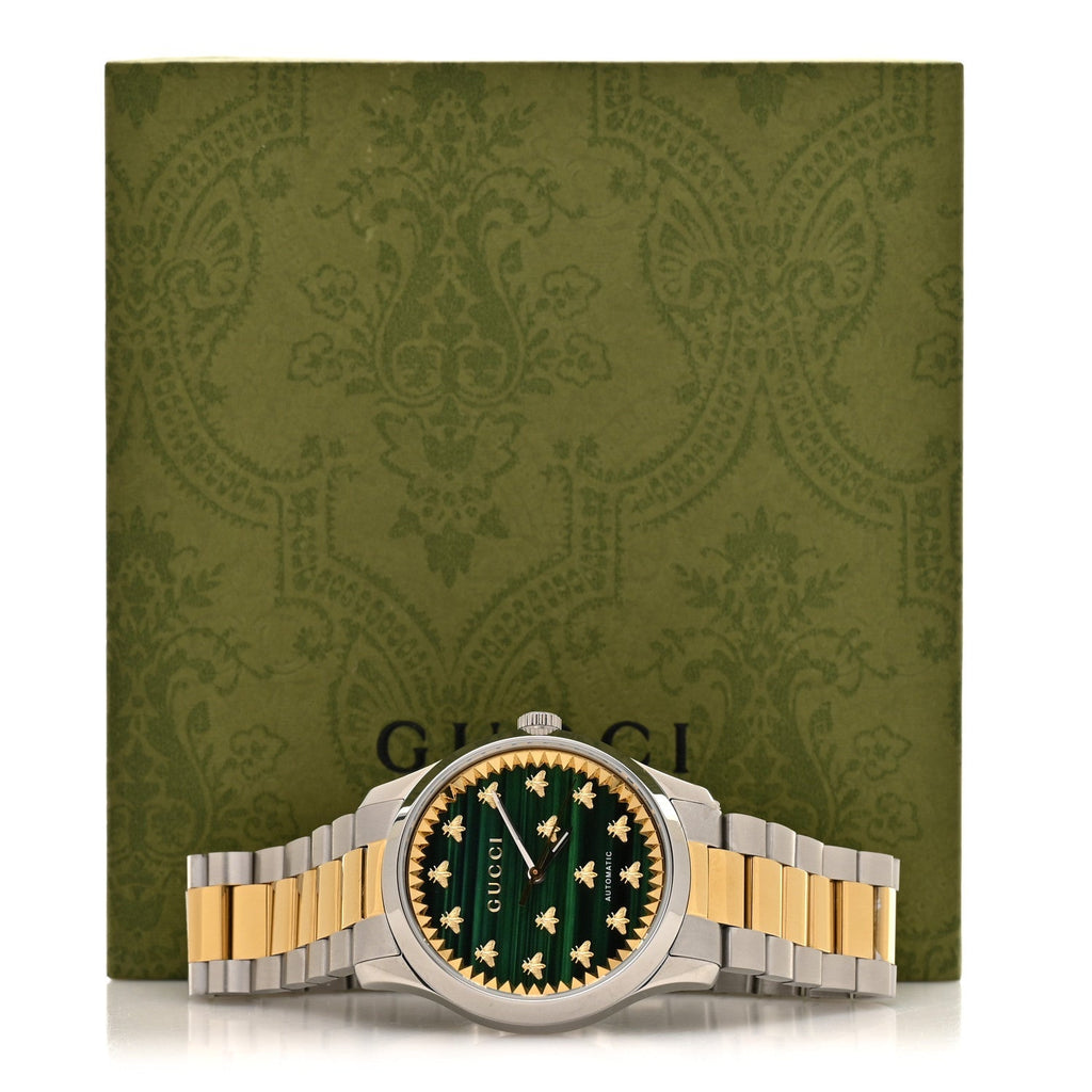 Stainless Steel Malachite 38mm G-Timeless Two Tone Bee Automatic Watch