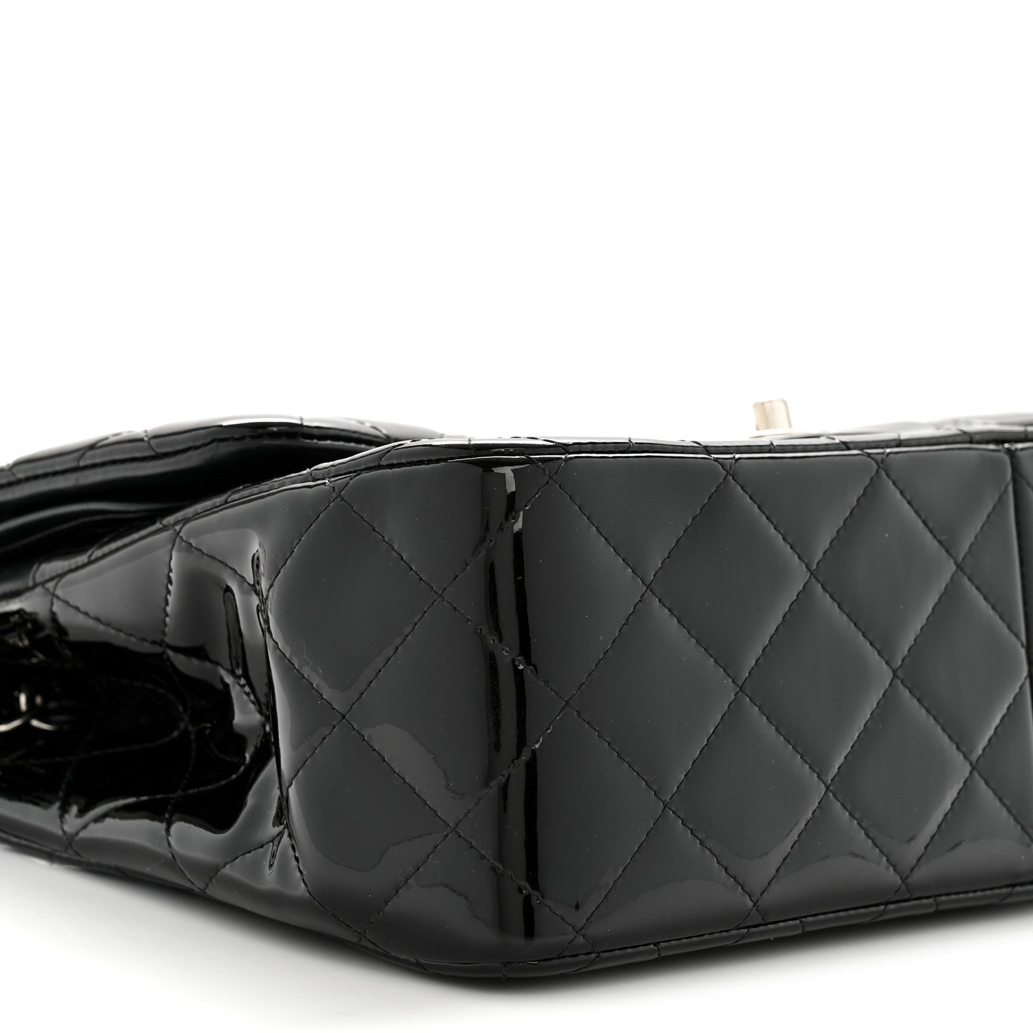 Patent Quilted Jumbo Double Flap Black